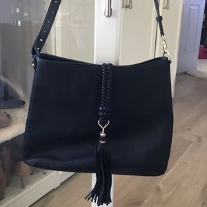 Stella & Dot adjustable bag black leather tassel!